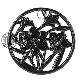 Apollo Housewares 9279 Apollo CI Trivet Rnd Flowers Black, Plastic