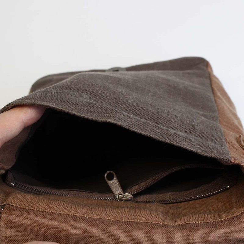 Men's Kimono Kato Shoten Shoulder Bag, Persimmon Shibuzome Inden Pattern,
