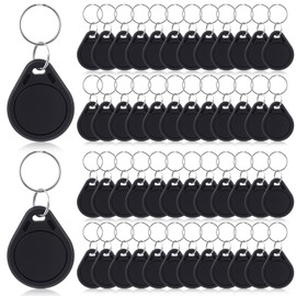 Beeveer 100 Pcs NFC Tags Keytags NFC Key Fob Keychain Business Card Commercial Access Cards Chip Digital Programmable 504 Bytes Memory, Compatible with Android & Iphonem, Black