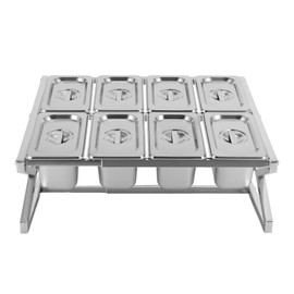 Kitchen Spice Shelf Adjustable Length Range 13.98-25.59In Stainless Steel Double Row Spice Box 8 Pcs Spice Container with Lid Spice Jar Spice Pots for Storing Various Seasonings, Vegetables, Fruits