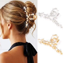 Reaky Rhinestone Claw Clips Gold Metal Hair Clips for Thick Leaf Hair Claws Hair Accessories for Women