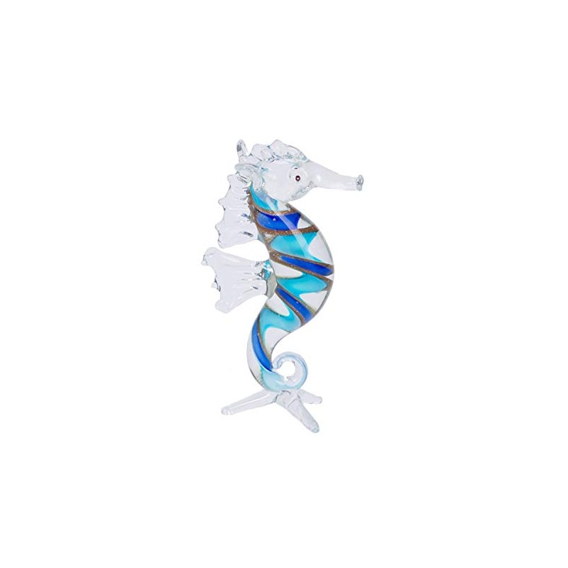 Beachcombers Glass Seahorse With Blue Swirl Multi