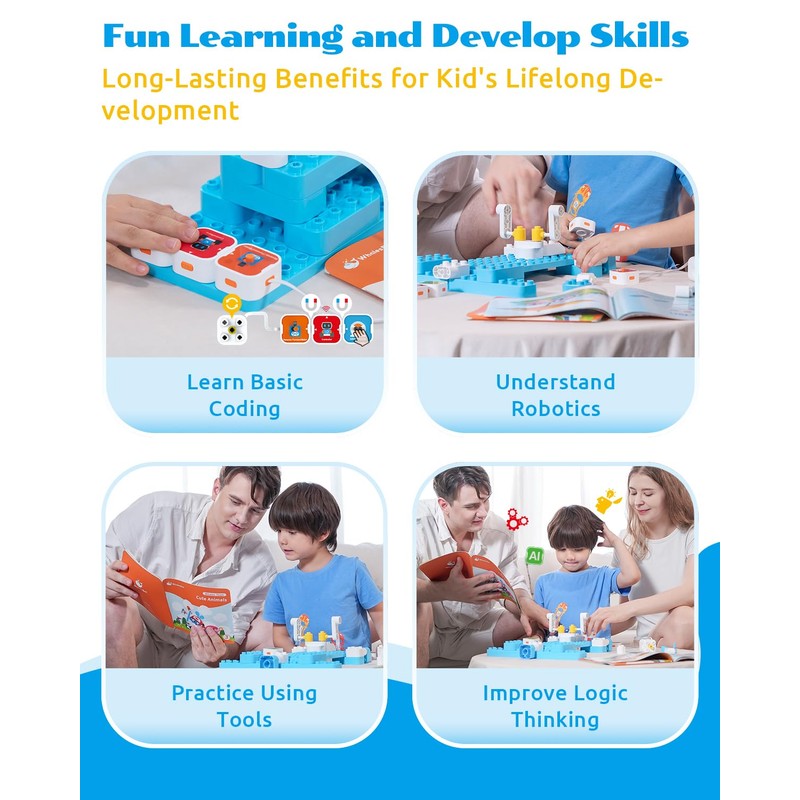 WhalesBot A3 12-in-1 STEM Blocks Coding Robot Kit for Kids,