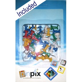 PinPix Decorative pin Cork Bulletin Board Made from self-Healing Canvas, Geometric Patterns Printed at 16x16 Inches and Framed in Red Stain on Beech(WOM56673)