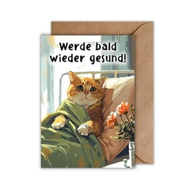 WBdesignz Recovery Card with Envelope - Heartfelt Wish Wish Card "Become Healthy Soon" Friendly Good Recovery Card Health Recovery (DIN A6)