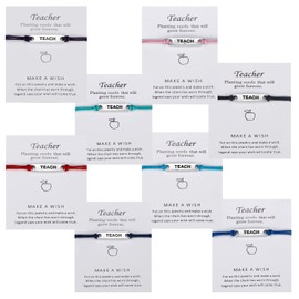 VALIJINA 8 piezas de pulseras de tarjetas de bendición para mujeres y hombres, pulseras de felicitación Colorfu para maestros, pulseras de bendición para maestros, regalo del día del maestro, 8
