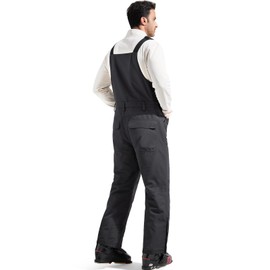 FREE SOLDIER Men's Insulated Waterproof Snow Bibs Ski Overalls(Black,M/30L)