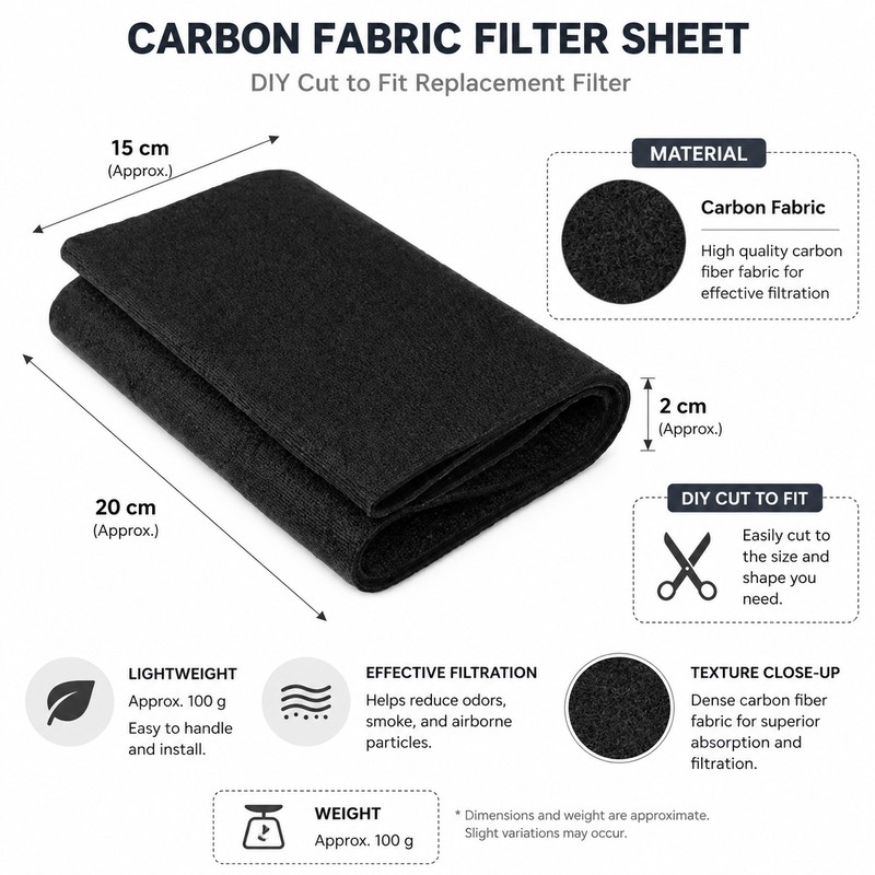 Cut-to-Fit Carbon Filter Sheet for Air Care – 2-Pack Replacement