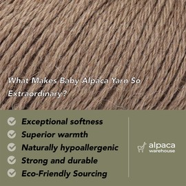 100% Baby Alpaca Yarn Wool Set of 3 Skeins (150 Grams) DK Weight - Made in Peru - Heavenly Soft and Perfect for Knitting and Crocheting (Beige, DK)