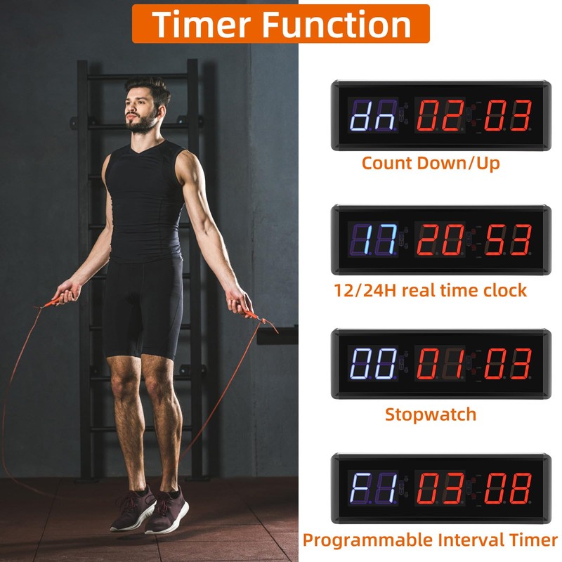 PELLOR Gym Timer, Gym Clock, Large Digital Timer Stopwatch Count