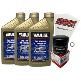Cyclemax Full Synthetic Oil Change Kit compatible with 2015-2023 Yamaha YZF-R3 YZFR3