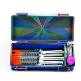 Medical Supply Storage Box, 8"x3"x2", Syringe Organizer with Alcohol Pad Compartment, RGB Metallic