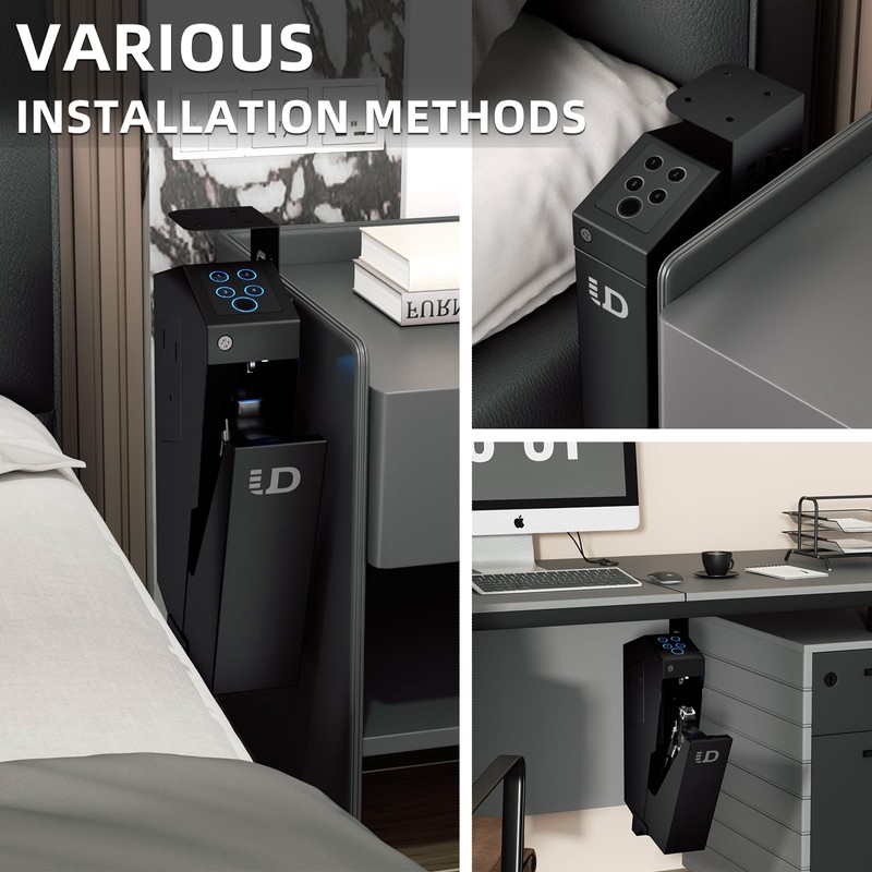 Urban Deco Biometric Handgun Gun Safe for Nightstand, Desk, Bed