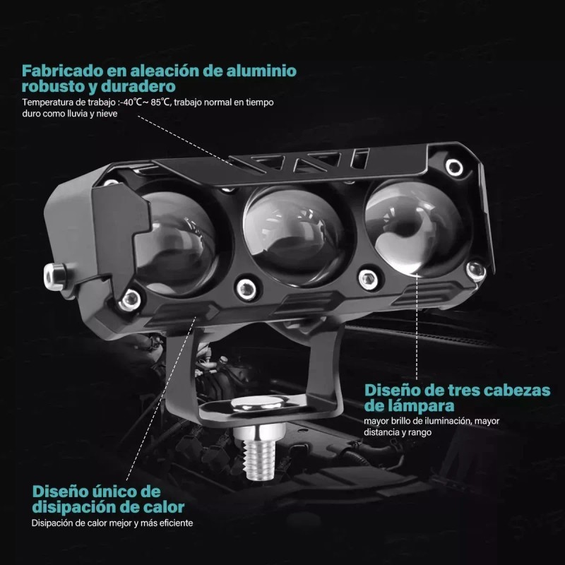 2pzs Faros Auxiliares 3 Modos Doble Color Led Para Auto