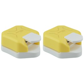 Pack of 2 3-in-1 Corner Punches, Metal and Plastic Paper Rounding Corners, Card Making and Scrapbooking Plastic Alloy Steel for Scrapbooking / Invitations 4/7/10 mm (Yellow)
