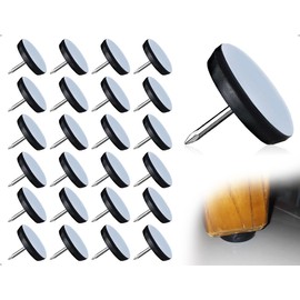 Emezddo Pack of 24 Furniture Gliders, Teflon Chair Glides, Floor Glides for Chairs with Nails, Effective Protection of Your Furniture and Floors (Round, Blue, 19 mm)