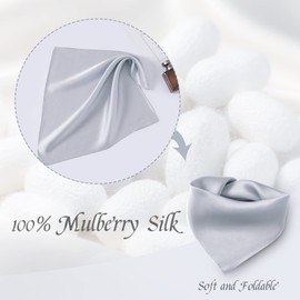 100% Silk Pocket Square for men, Mulberry Silk Solid Color Handkerchiefs, Formal Pocket Square Set for Business Occasion