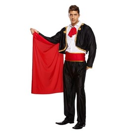 HENBRANDT Adult Men’s Matador Suit Fancy Dress Costume Spanish Traje de Luces Suit Bullfighter with Red Cape Dress Up Outfit One Size Mens Fancy Dress Costume