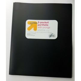 Up & UP Lot of 18 Black 2 Pocket Paper Portfolio Folders With Prongs