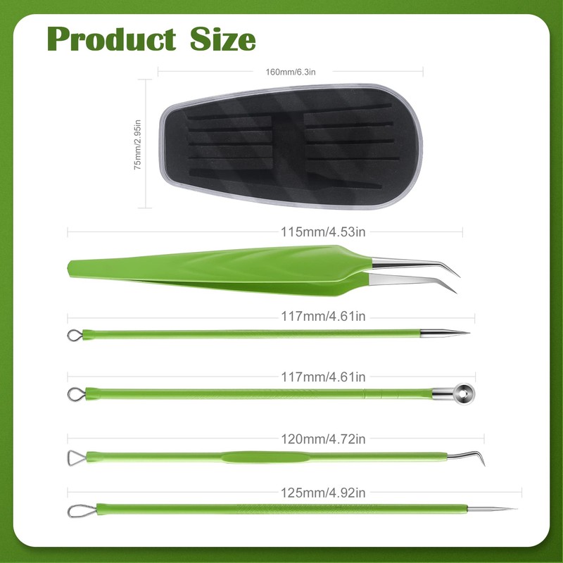 FVION 5 Pieces Blackhead Remover, Comedone Squeezer Set, Pimple Squeezing
