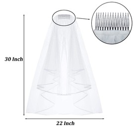 OBTANIM Bridal Veil White Double Ribbon Edge Wedding Veil with Comb for Wedding Bachelorette Party