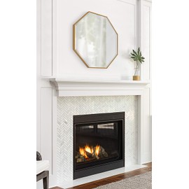 Kate and Laurel Rhodes Glam Octagon Wall Mirror, 29" x 29", Gold, Modern Home Decor for Wall