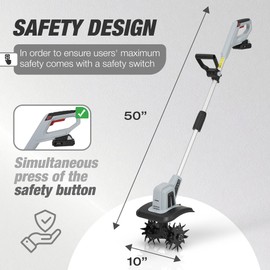 Dapper Supply 20V Cordless Tiller Cultivator, 360RPM Electric Garden Tiller with 2.0Ah Battery & Charger, 9" Tilling Width, 6.6" Depth, Ideal for Lawn, Garden Beds, and Soil Cultivation