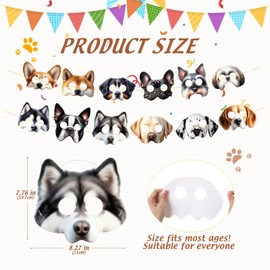 Zhanmai 12 Pcs Dog Party Masks for Kid Funny Soft Animal Masks Puppy Themed Decoration for Pet Costume Cosplay Party Christmas Favors Baby Shower Goodie Bag Filler, 12 Styles (Regular Style)