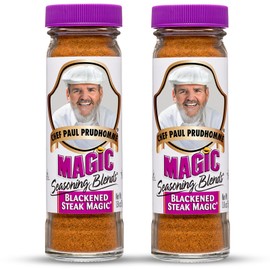 Chef Paul Magic Seasoning Blends Blackened Steak Magic | Bold Flavor for Steak & Beef | Gluten-Free Seasoning for Grilling, Roasting & BBQ | Spice Blend with Garlic & Chili | 1.8 oz (Pack of 2)