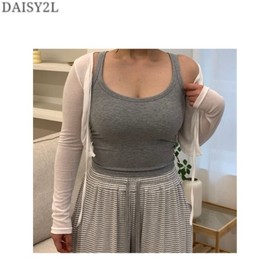DAISY2L Ribbed U-Neck Mango Tank Top, Color#$%Size:Beige-Free