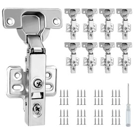 Pack of 8 Premium Cabinet Hinges Soft Close Cold-Rolled Steel, 100°-110° Opening Angle - Hydraulic Spring, Concealed, Removable, Nickel Coating for Kitchen Cabinet, Removable