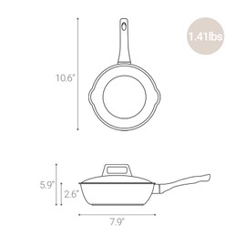 Kitchen Flower 3-in-1 Ceramic Nonstick Stir-Fry Pan with Lid – Deep, Covered Frying Pan for Induction & All Stovetops (7.9-inch)