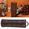 Antique Finish Wooden Wine Bottle Box Grape Pattern Artificial Leather
