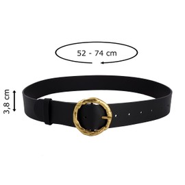 EANAGO Vegan Women's PU Belt - Various Designs and Lengths, black/gold