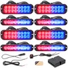 V-SEK 8PCS LED Red Blue Strobe Lights Kit 8-LED 16-LED