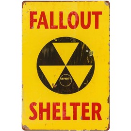 Fallout Shelter Vintage Look Reproduction Metal Tin Sign, Garage Decor Man Cave Sign 8x12 Inches (DM42)