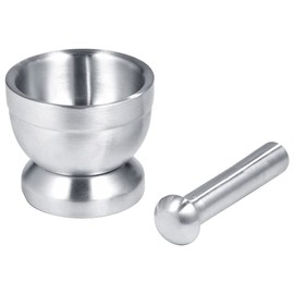 ANCLLO Stainless Steel Hand Masher Bowl Mortar and Pestle Set Beans Garlic Spices Foodstuffs Kitchen Tool with Lid