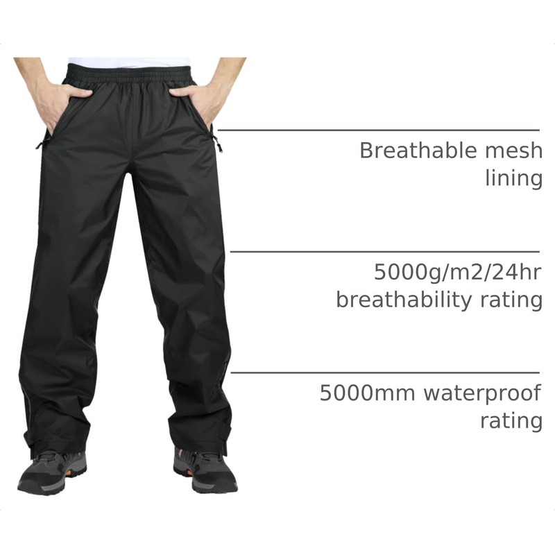 33,000ft Men's Rain Pants, Waterproof Rain Over Pants, Windproof Outdoor