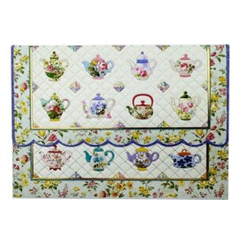 Set of 3 - Star Quilt Teapot Portfolio Boxed Note Cards by Carol Wilson. 10 embossed 4x5 Die-Cut Notecards and Matching Envelopes in Decorative Gift Box with Magnetic Flap. NCP2333