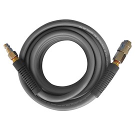 PVC/Rubber Hybrid Air Hose Grey with 1/4" Europe Steel Quick Coupler and Plug Fittings, 10m Length