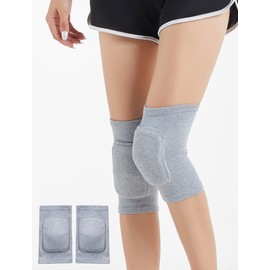 SUJAYU Knee Pads for Women, Dance Knee Pads Wrestling Knee Pads Basketball Knee Pads Volleyball Knee Pads for Women, Knee Protector Soft Knee Pads for Work (Grey, XS)