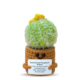 Zelaxeyi Mini Cactus Emotional Support Crochet Doll Fun Gift for Best Friends, Positive Cactus Crochet Inspiring Mental Health Gift for Family and Friends