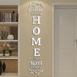 Arawat Silver Home Mirror Wall Decor for Living Room and Bedroom Living Room Decor and Accessories 3D Mirror Wall Decoration Stickers Decal