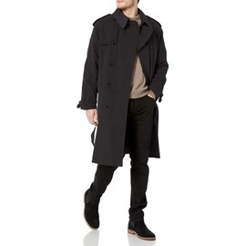 London Fog Mens Iconic Double Breasted Trench Coat with Zip-Out Liner and Removable Top Collar, Black, 40R