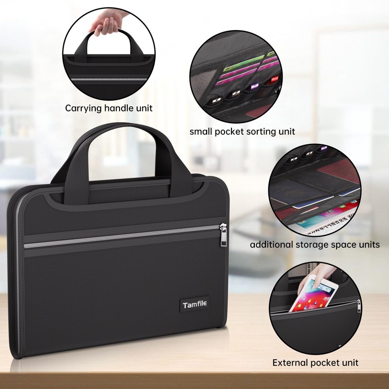 Tamfile Fireproof Accordion File Organizer with Handle, 13 Pocket Transparent