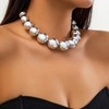 Caiguoer Punk Necklace Adjustable Exaggerated Round Pearl Choker Necklace Accessories
