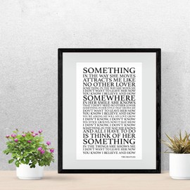 The Beatles Song Lyrics Wall Art-"Something In The Way She Moves" 11 x 14" Art Matted Print-Ready to Frame. Retro Home-Office-Cave Décor. Perfect Love Song Gift for Beatles Fans & Inspiration.