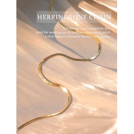 Krfy Gold Chain Necklace for Women Trendy - 925 Sterling Silver Clasp Dainty Choker Necklace 14K Gold Plated Thin Simple 3mm Herringbone Necklace Non Tarnish Waterproof Gold Jewelry for Women 18 inch