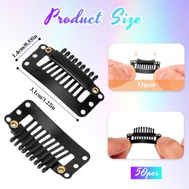 30 Pcs Black 9-Teeth Wig Clips to Sew in Wig Clips to Secure Wig Hair Clips Hair Extension Wigs Snap Clips Comb Small Snap Wig Accessories Clips for Women Small Wig Clips for Hair Extensions