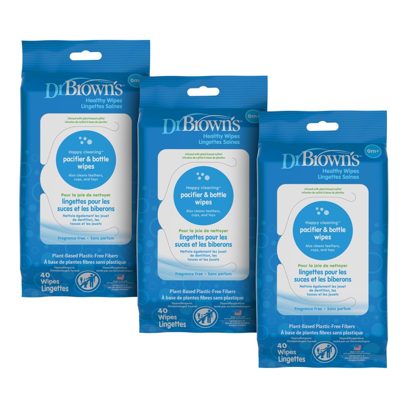 Dr. Brown's Bottle and Pacifier Healthy Wipes, Safely Clean Bottles,
